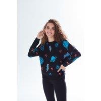Liquorish Women's Cosmic Pattern Jumper in Black | Size: Small