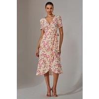 Jolie Moi Women's Wrap Midi Dress in Light Pink | Size: 8