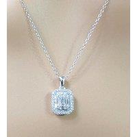 Raina Jewels Women's 9ct White Gold & Natural Round & Baguette Diamonds Pendant Necklace 0.50ct