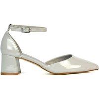 XY London Women's 'Evie' Low Block Heel Court Shoes With Pointed Toe in Grey | Size: 6