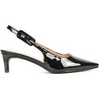 XY London Women's 'Kelly' Kitten Heel Court Shoes With Slingback in True Black | Size: 3