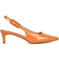 XY London Women's 'Kelly' Kitten Heel Court Shoes With Slingback in Peach | Size: 4