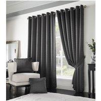 Luxury Living Adi Lined Ring Top Eyelet Curtains in Charcoal | Size: 168 cm width x 137 cm drop