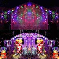 Shatchi 240 Multicolor LED Icicle Christmas Lights - 8 Modes, Auto Timer