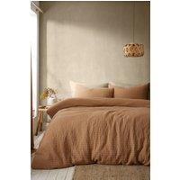 Pineapple Elephant 'Muscat Waffle' Duvet Cover Set in Terracotta | Size: Single