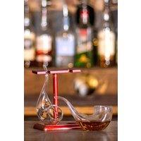Bar Bespoke Set of 2 Pipe Sipping Glasses with Wooden Stand 75ml in Clear