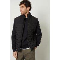 Threadbare Men's Quilted Panel Funnel Neck Gilet in Black | Size: Medium