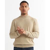 Alse Studio Men's Turtleneck Jumper 100% Cotton Premium Quality in Beige | Size: Small