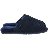 Fenland England Men's Classic Suede Sheepskin Slippers in Navy | Size: 7-8