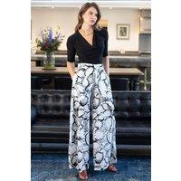 Hot Squash Women's Palazzo Pants with Side Frill in White | Size: 14