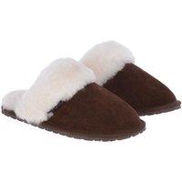 Fenland England Women's Classic Suede Sheepskin Slippers in Dark Brown | Size: 5-6