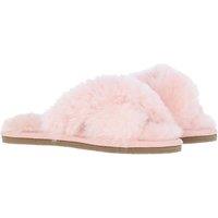 Fenland England Women's 'Chouette' Fenland Sheepskin Crossover Slippers in Pink | Size: 3-4