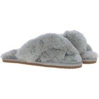 Fenland England Women's 'Chouette' Fenland Sheepskin Crossover Slippers in Grey | Size: 3-4