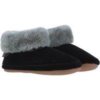 Fenland England Women's Sheepskin Bootie Slippers in Black | Size: 5-6