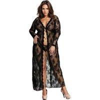 Yx824Q Elegant Black Lace Gown With Thong