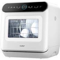 Living and Home Table Top 6L Touch Control Dishwasher Dryer with 3 Place Settings, 6 Modes, Delay Start & Off-peak Wash Function in White