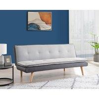 Home Detail Willow Fabric Sofa Bed With Duo Constrast Pillow Topper Cushions & Wooden Legs in Light Grey