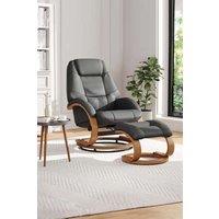 Contemporary Leather Soft Recliner with Footstool