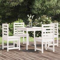 Berkfield Home 5 Piece Garden Dining Set White Solid Wood Pine