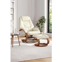 Contemporary Leather Soft Recliner with Footstool