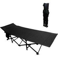 Royalford Folding Camping Beds Heavy Duty Portable Bed with Carry Bag & Side Pocket in Black