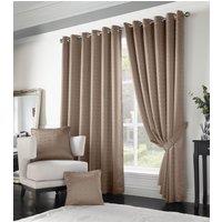 Luxury Living Adi Lined Ring Top Eyelet Curtains in Beige | Size: 229 cm width x 183 cm drop