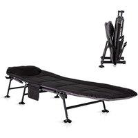 Royalford Folding Camping Bed Heavy Duty Sturdy Bed Integrated Cushion & Pillow in Black | Size: Single