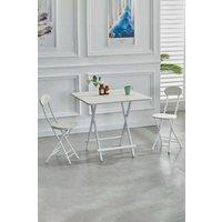 3pcs Set of 70cm Folding Dinging Table & 2 Portable Chairs for Indoor Outdoor Champing