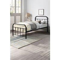 SlumberWorx Tewin Vintage Hospital Style Metal Bed Frame in Black | Size: Double