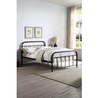 SlumberWorx Tewin Vintage Hospital Style Metal Bed Frame in Black | Size: Small Double