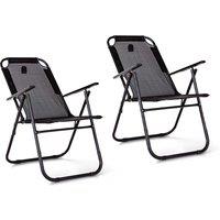 Royalford Folding Garden Chair Camping Chairs for Indoor & Outdoor in Black | Size: 2 Pack