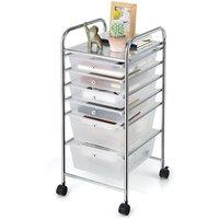 Costway 6 Drawer Organizer Cart Multipurpose Mobile Rolling Utility Storage in Clear