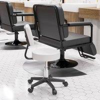 HOMCOM Beautician's Adjustable Swivel Salon Chair Padded Seat Back 5 Wheels in White