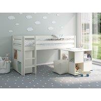 Noomi Nora Solid Wood Mid Sleeper Craft Cabin Bed in White | Size: EU Single