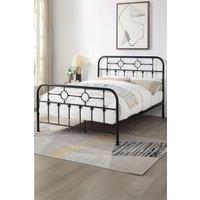 SlumberWorx Ware Victorian Industrial Design Metal Bed Frame in Black | Size: Double