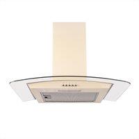 SIA 60cm Cream Curved Glass Chimney Cooker Hood Extractor Fan - CGH60CR in Nude