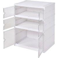 3-Tier Foldable Shoe Storage Rack Shoes Organizer Cabinet with Doors