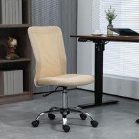VINSETTO Armless Desk Chair Height Adjustable Mesh Office Chair with 5 Wheels in Beige