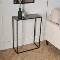OHS Marble End Table Living Room Console Bedroom Side Nightstand Metal in Black