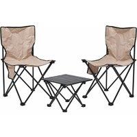 idooka 3 Piece Portable Folding Camping Set 2 x Chairs 1 x Table in Beige