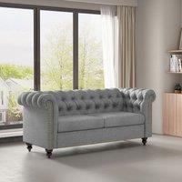 MCC Direct Chesterfield Fabric Button back Sofa Settee - Victoria in Grey | Size: 1 Pack
