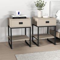 Melody Maison Pair Of One Drawer Bedside Table - Elle Dark Beige Range in Black