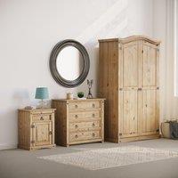 Home Discount Vida Designs Corona Trio Bedroom Set Furniture (Bedside Chest, Chest Of Drawers, Wardrobe) in Brown