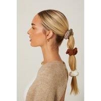 Madein Women's Multi Pack Textured Scrunchies in Ivory