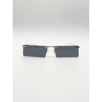 SVNX Women's Frameless Rectangle Sunglasses in Black