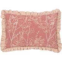 Wylder Mae Embroidered 100% Cotton Cushion in Pink | Size: 50 cm x 35 cm
