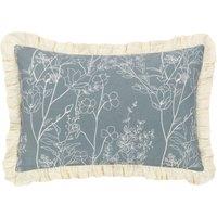 Wylder Mae Embroidered 100% Cotton Cushion in Blue | Size: 50 cm x 35 cm