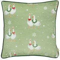 Evans Lichfield Winter Geese Festive Piped Polyester Filled Cushion | Size: 43 cm x 43 cm