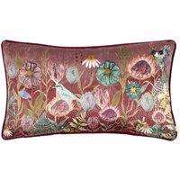 Wylder Meadow Bloom Blossom Printed Chenille Cushion in Purple | Size: 30 cm x 50 cm