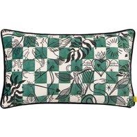 Furn Mythos Checkerboard Cushion in Green | Size: 30 cm x 50 cm